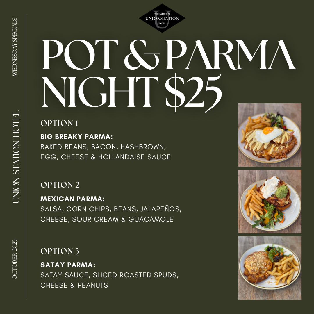 POT & PARMA NIGHT $25 POT & PARMA NIGHT $25